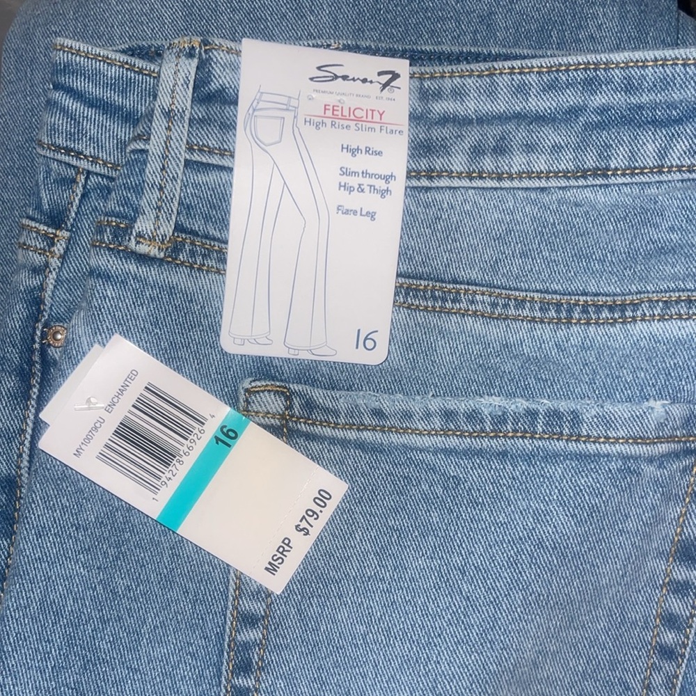 Seven7 Blue Flare Wide Leg Jeans Vintage Style - Picture 3 of 5